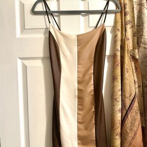 Elegant Brown and Cream Dress
